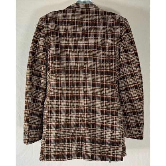 60’s Vintage ‘Continental Club’ Brown Plaid Two Button Blazer - Picture 7 of 11